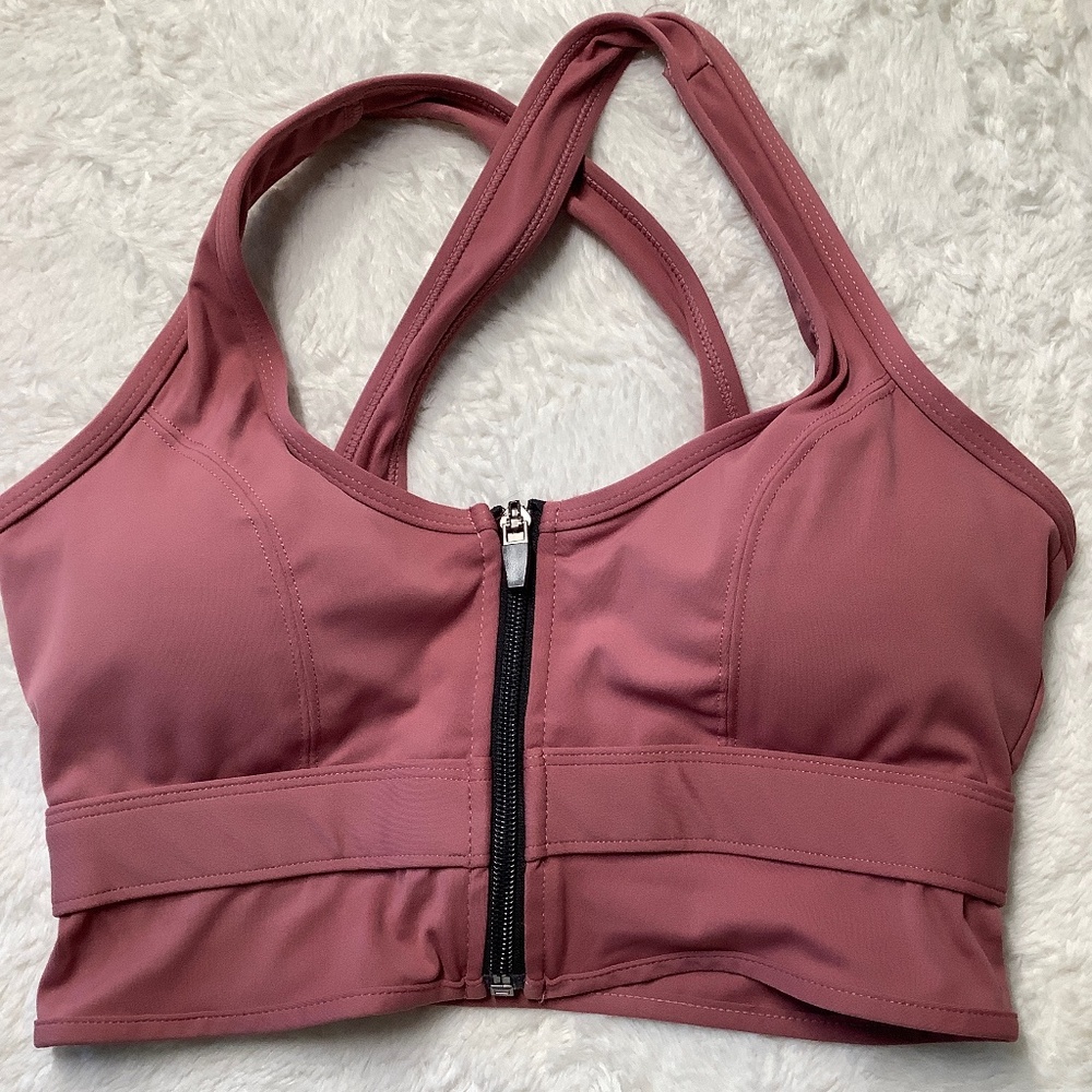 Padded zip up sport bra